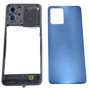 Complete Housing Body Back Panel with Chrome Bezel Ring for Motorola Moto G64 5G Blue