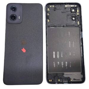 Complete Housing Body Back Panel with Chrome Bezel Ring for Motorola Moto G34 5G Black